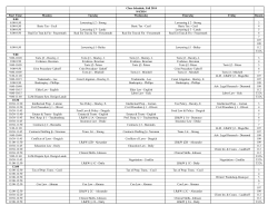 Class Schedule, Fall 2014 9/4/2014 Start Time: Monday Tuesday