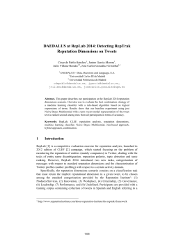 DAEDALUS at RepLab 2014: Detecting RepTrak - CEUR