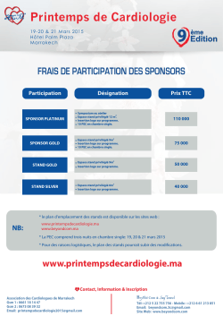 FRAIS DE PARTICIPATION DES SPONSORS _ ACM 2013