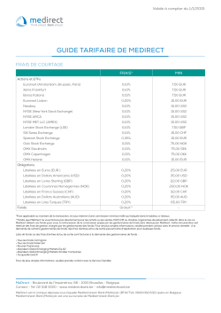 GUIDE TARIFAIRE DE MEDIRECT