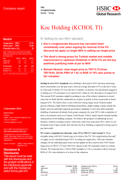 Koc Holding (KCHOL TI)-N: Setting its own NAV standard