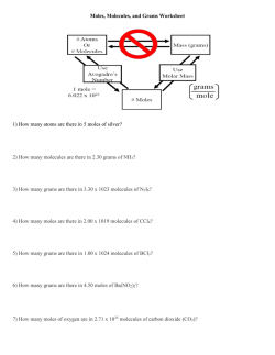 Moles, Molecules, and Grams worksheet Answer Key