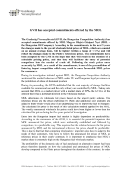 GVH has accepted commitments offered by the MOL