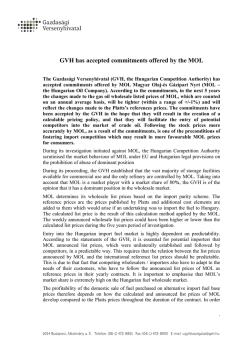 GVH has accepted commitments offered by the MOL