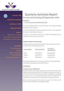 28 October 2014 - Quarterly Activities Report