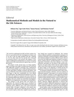 Editorial Mathematical Methods and Models in the Natural to the Life