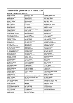 AMIDUMIR, AG 2014, liste des présents et des excusés