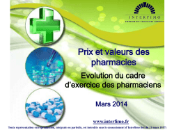Prix et valeurs des pharmacies - Evolution du