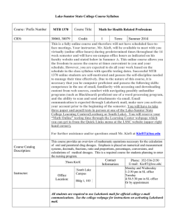 MTB 1370 Summer 2014 ONLINE Syllabus - Lake
