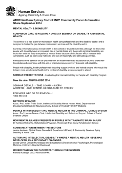 ADHC Northern Sydney District MWP Community Forum Information