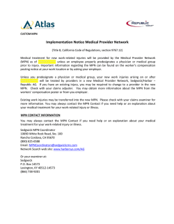 Implementation Notice Medical Provider Network