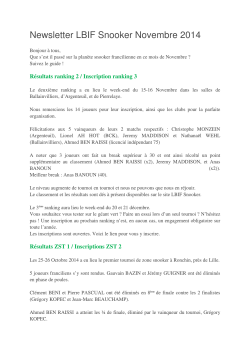 Newsletter LBIF Snooker Novembre 2014