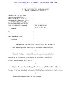 IN THE UNITED STATES DISTRICT COURT MIDDLE