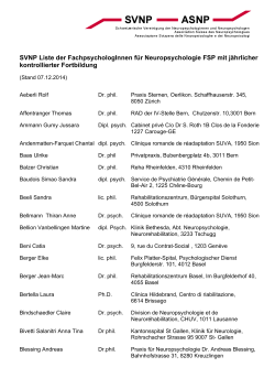 SVNP Liste der FachpsychologInnen für Neuropsychologie FSP mit