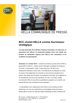 Persinfo BCC choisit HELLA comme fournisseur stratégique