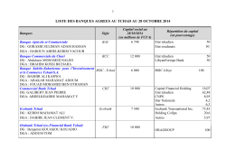 liste des banques agrees au tchad au 28 octobre 2014