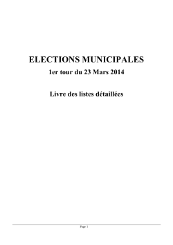 ELECTIONS MUNICIPALES 1er tour du 23 Mars 2014 Livre des