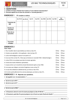 LES BAC TECHNOLOGIQUES