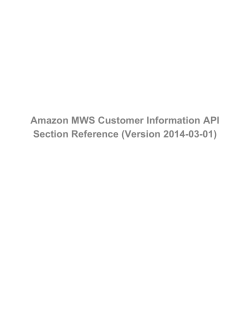 Amazon MWS Customer Information API Section Reference