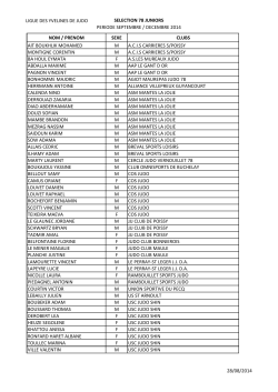 Liste "Sélection Juniors 78" - Période septembre/décembre 2014