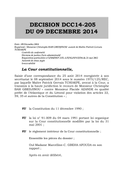 DECISION DCC14-205 DU 09 DECEMBRE 2014