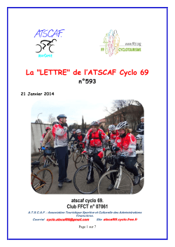 La Lettre n°593 du 21 Janvier 2014 - ATSCAF 69 Cyclo