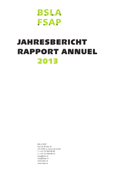 JAHRESBERICHT RAPPORT ANNUEL 2013