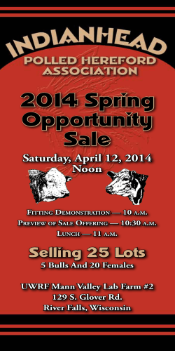 2014 Spring Opportunity Sale - American Hereford Association