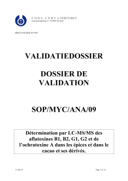 VALIDATIEDOSSIER DOSSIER DE VALIDATION SOP/MYC/ANA/09