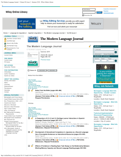 The Modern Language Journal - Volume 98, Issue 2
