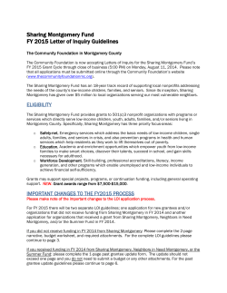 Sharing Montgomery Fund FY 2015 Letter of Inquiry Guidelines