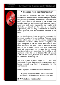 July 2014 - Littleover Community School