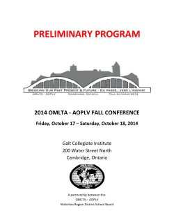 Fall 2014 PRELIMINARY PROGRAM Revised Sept 30