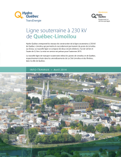 Ligne souterraine à 230 kV de Québec-Limoilou - Hydro