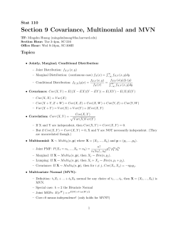 Section 9 Covariance, Multinomial and MVN