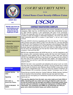USCSO August 2014 Newsletter