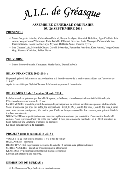 assemblee generale ordinaire du 26 septembre 2014
