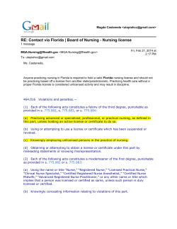 RE: Contact via Florida | Board of Nursing - Nursing