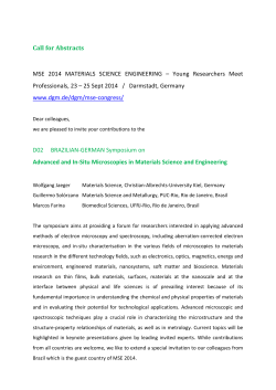 Call for Abstracts MSE 2014 MATERIALS SCIENCE ENGINEERING