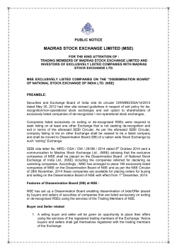 MADRAS STOCK EXCHANGE LIMITED (MSE)
