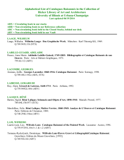 Alphabetical List of Catalogues Raisonnés in the Collection of