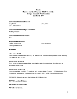 (MRP) Committee Bingwi Neyaashi Anishinaabek October 2, 2014