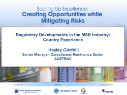 Regulatory Developments in the MSB Industry: Country Experience