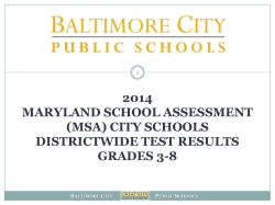 2012 MARYLAND STATE ASSESSMENT (MSA) CITYWIDE TEST