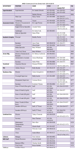 MSD Communication Directory 2014-2015