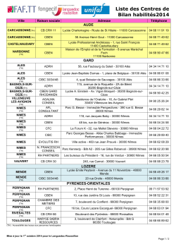 Liste des Centres de Bilan habilités2014