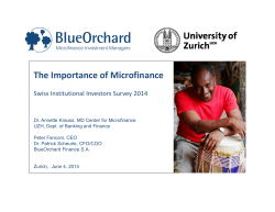 The Importance of Microfinance – Swiss Institutional Investors