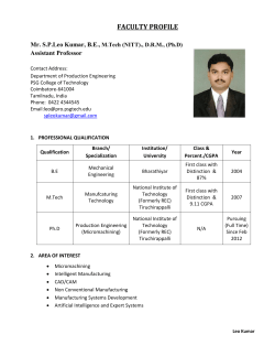 Mr. S. P. Leo Kumar - PSG College of Technology