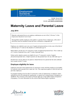 Maternity Leave and Parental Leave - July 2014