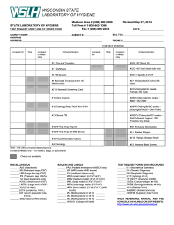 Supplies Order Form - Wisconsin State Laboratory of Hygiene